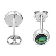  Abalone Shell Oval Stud Silver Earrings - e359